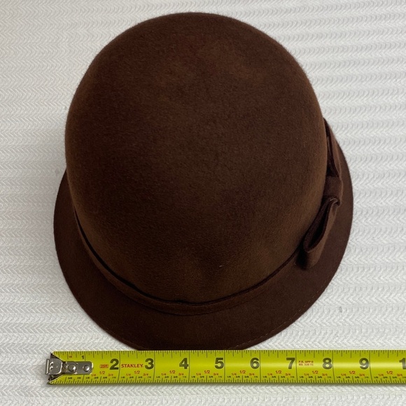 TRIXIE Wool Cloche Hat | Vintage 1920s Style Mocha Brown Bow Trim | One Size